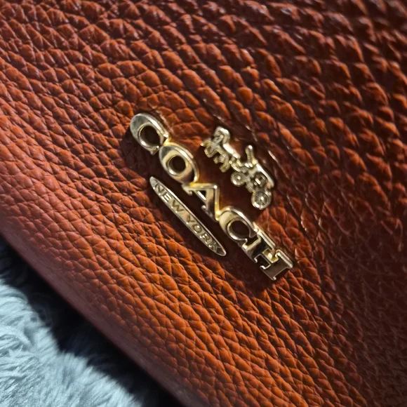 COACH C1522 Pennie Shoulder Bag Mixed Leather Suede Burnt Orange Rust Hobo - Picture 2 of 16